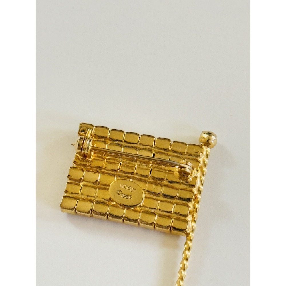 Hobe Signed USA Flag Pin Brooch VTG Crystal Rhinestone High End Estate Jeweled - Picture 5 of 6